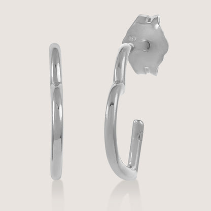 White Background - Front of Ukiyo Mini Heart Huggies — a minimal, rhodium-plated 925 silver design crafted for everyday wear from Nishani’s Ukiyo collection.