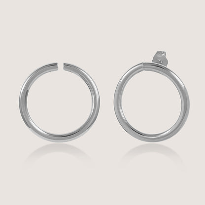 White Background - Front of Ukiyo Wrap Around Studs — a minimal, rhodium-plated 925 silver design crafted for everyday wear from Nishani’s Ukiyo collection.