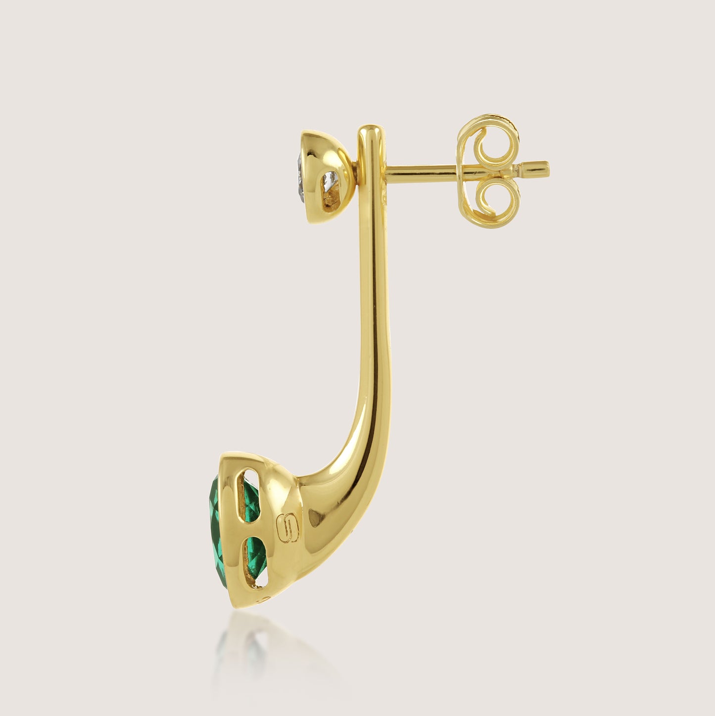 White Background - Side of KiraKira Front-Back Earrings | 925 Silver Gold-Plated from Nishani’s Kira Kira festive collection — handcrafted earrings in gold-plated 925 silver.