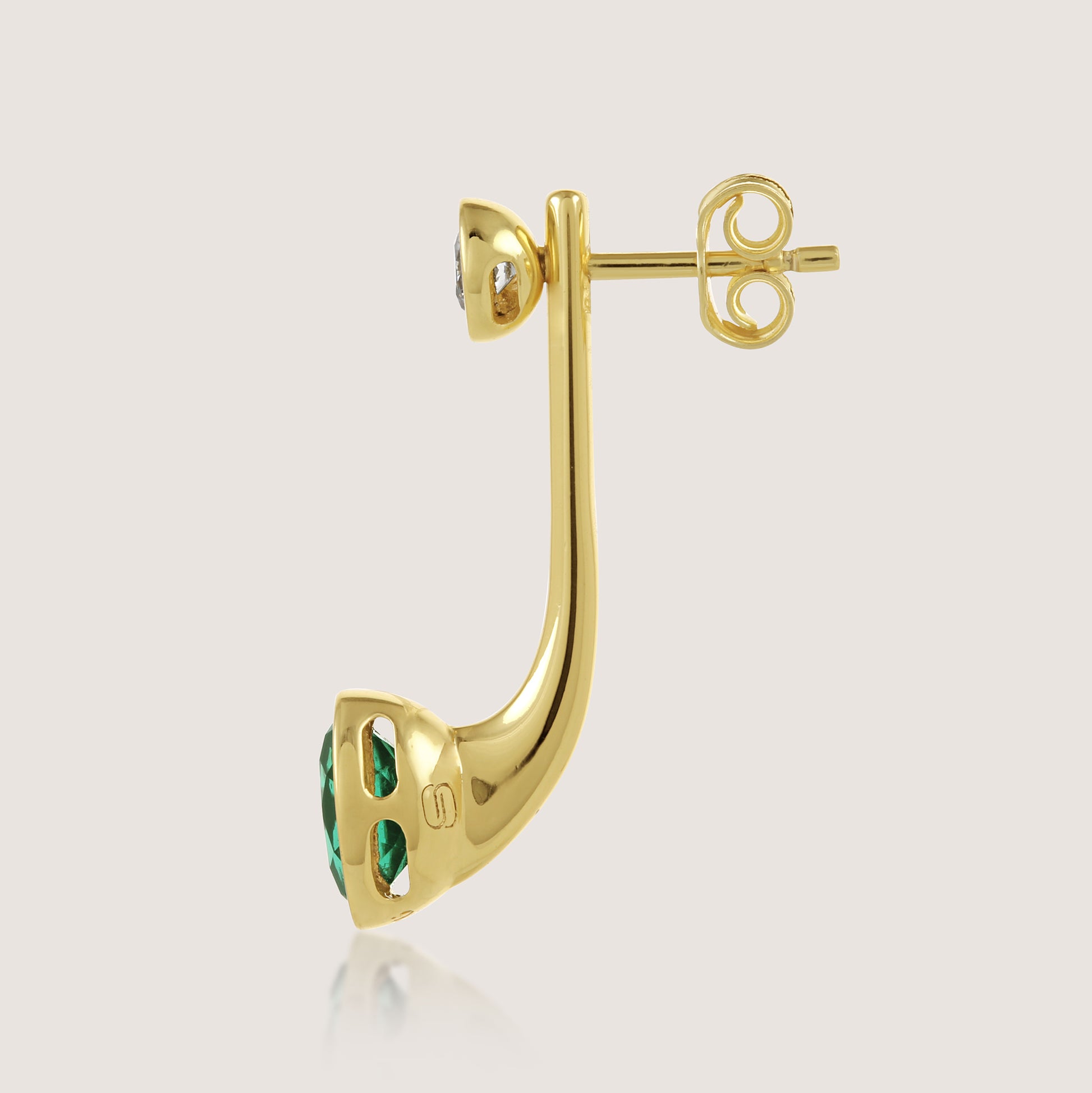 White Background - Side of KiraKira Front-Back Earrings | 925 Silver Gold-Plated from Nishani’s Kira Kira festive collection — handcrafted earrings in gold-plated 925 silver.