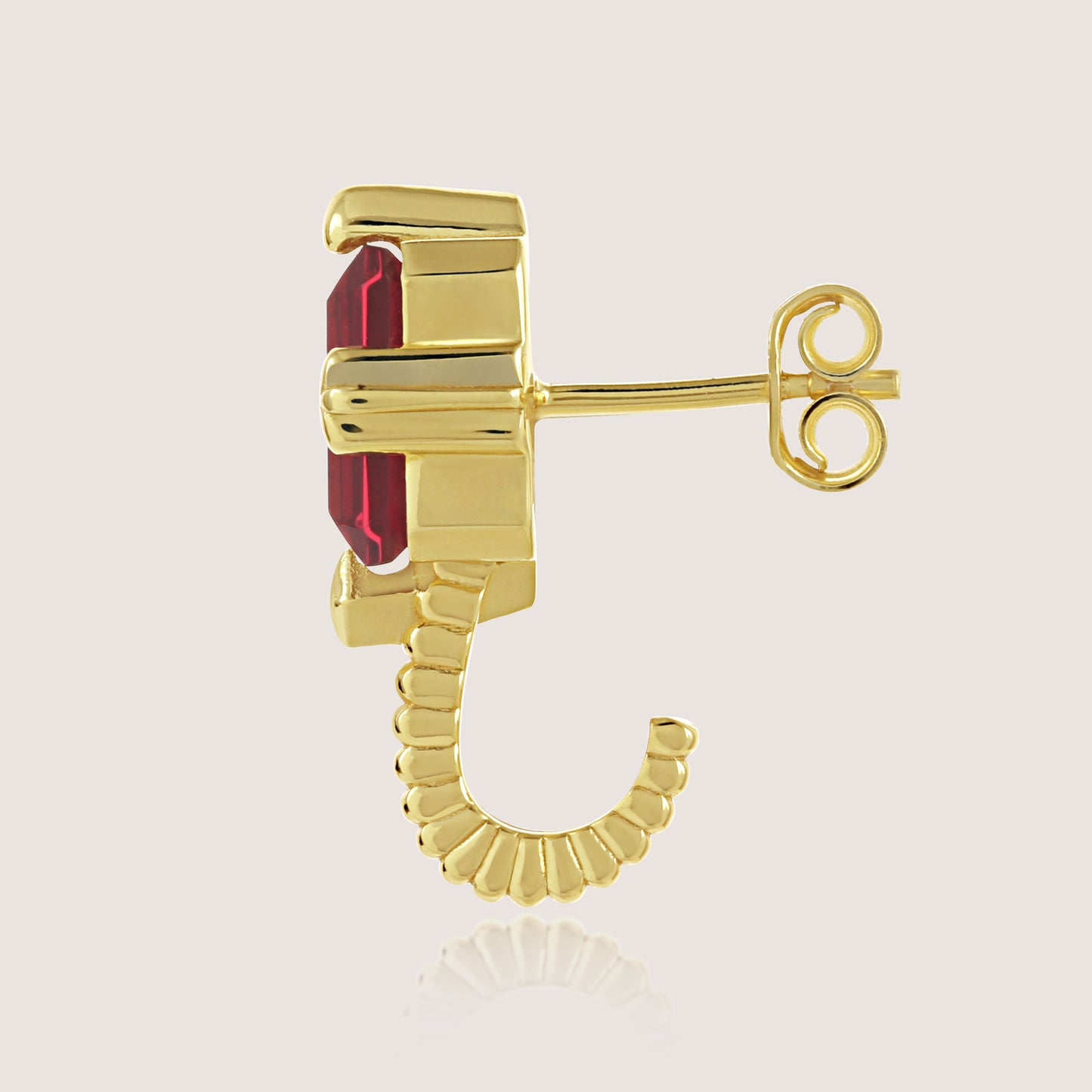 White Background - Side of KiraKira Suits Stud Earrings | 925 Silver Gold-Plated from Nishani’s Kira Kira festive collection — handcrafted earrings in gold-plated 925 silver.