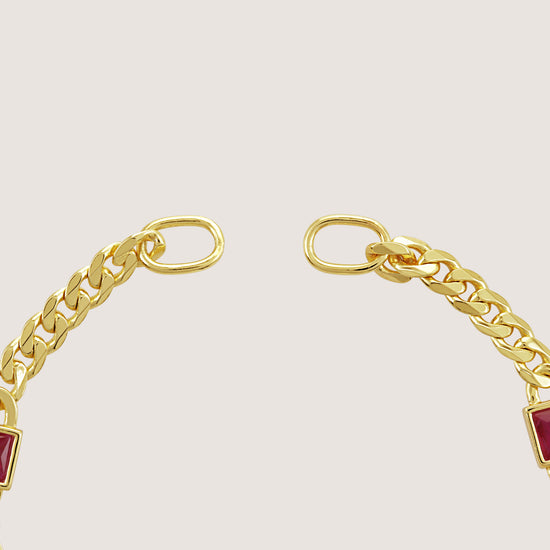 White Background - Side of KiraKira curb chain Bracelet | 925 Silver Gold Plated from Nishani’s Kira Kira festive collection — handcrafted bracelet in gold-plated 925 silver.