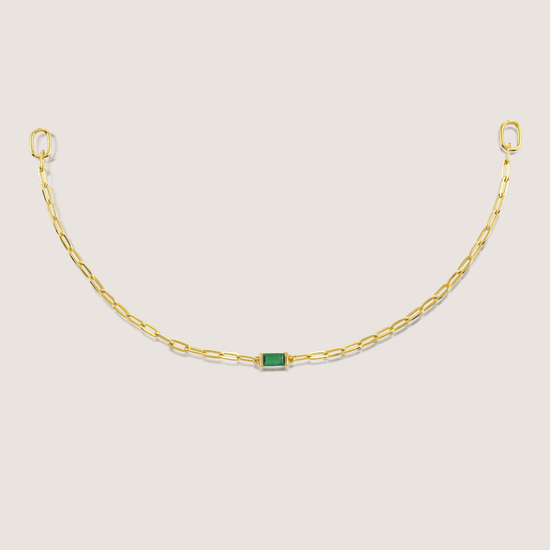 White Background - curved KiraKira emerald chain Bracelet 