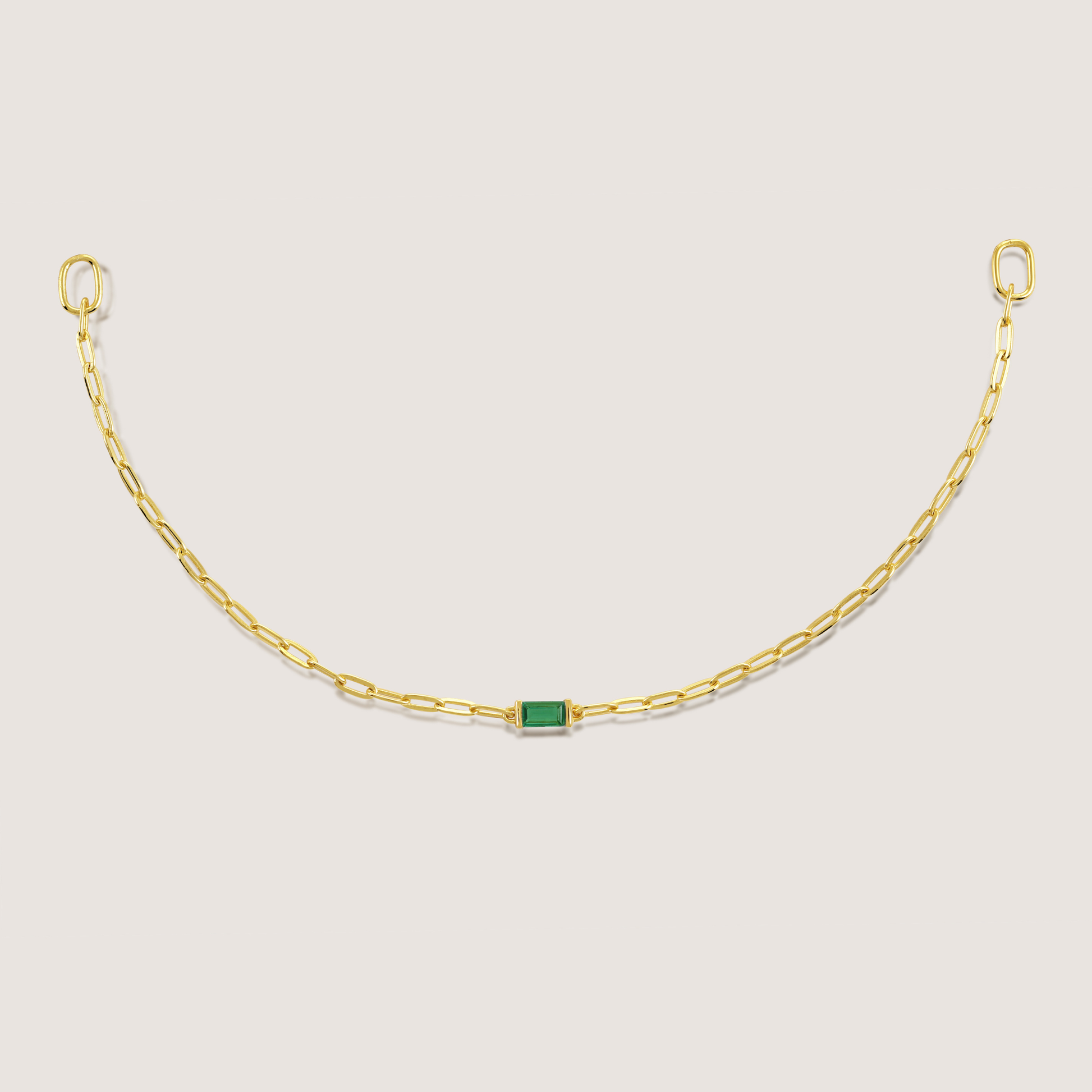 White Background - curved KiraKira emerald chain Bracelet 