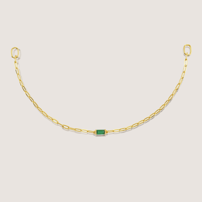 White Background - curved KiraKira emerald chain Bracelet 