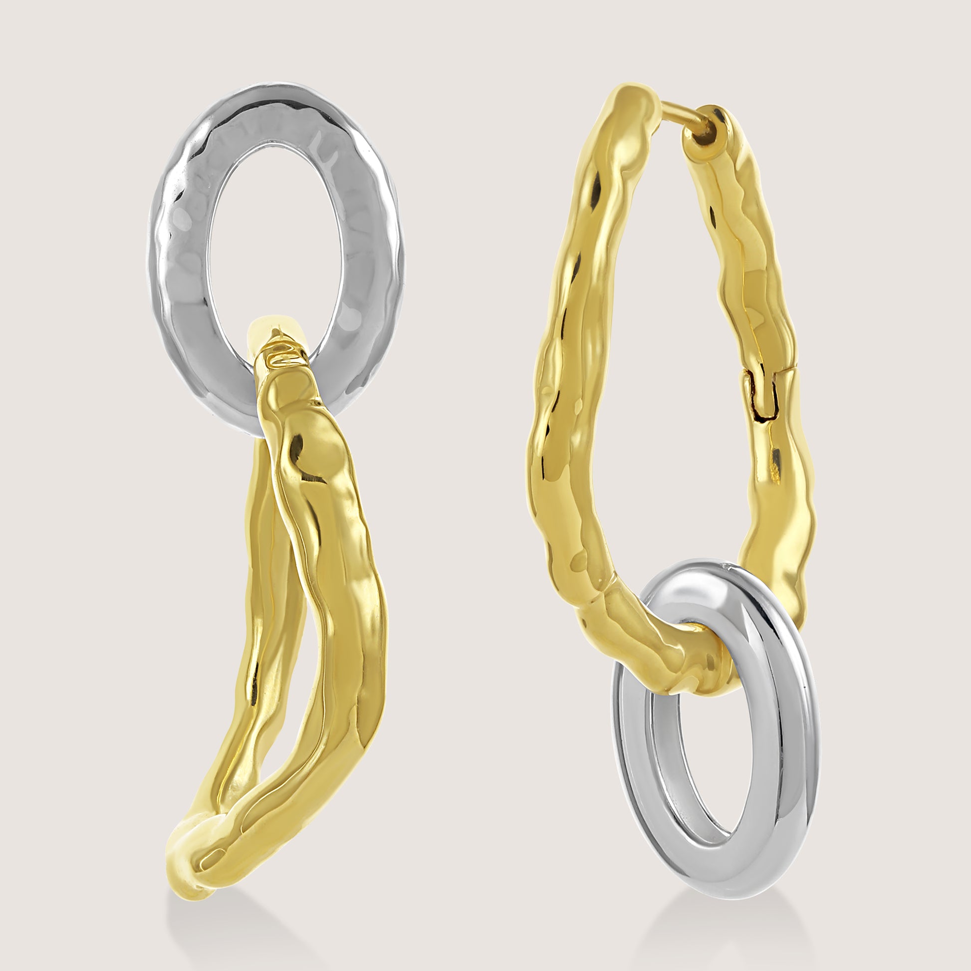 Yugen Asymmetrical Earrings – highlighting its bold dual-tone sophistication, part of Nishani’s Yugen Collection.