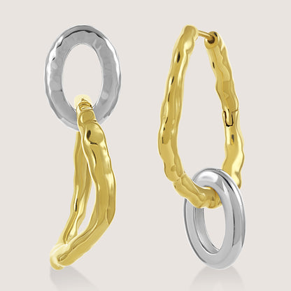 Yugen Asymmetrical Earrings – highlighting its bold dual-tone sophistication, part of Nishani’s Yugen Collection.