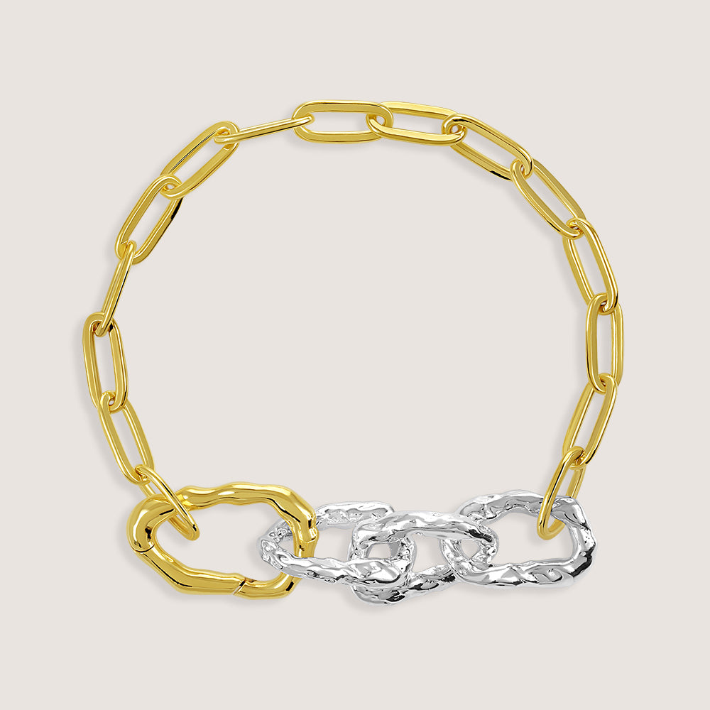 Yugen Bracelet – highlighting its bold dual-tone sophistication, part of Nishani’s Yugen Collection.