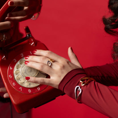 Yugen Heart Bangle – front angle highlighting its romantic, youthful, and elevated design from Nishani’s Heart Collection.