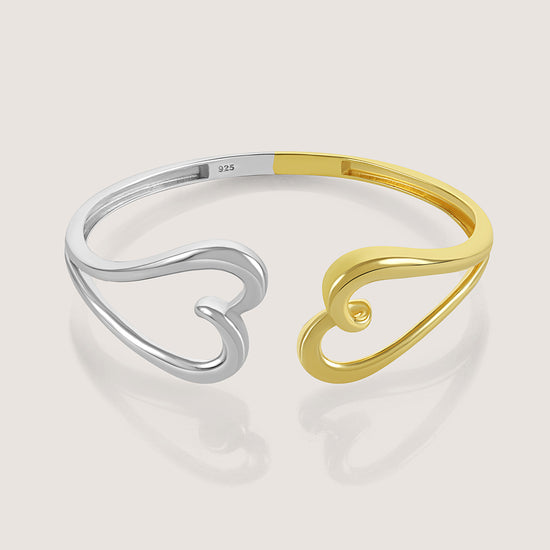 Yugen Heart Bangle – front angle highlighting its romantic, youthful, and elevated design from Nishani’s Heart Collection.