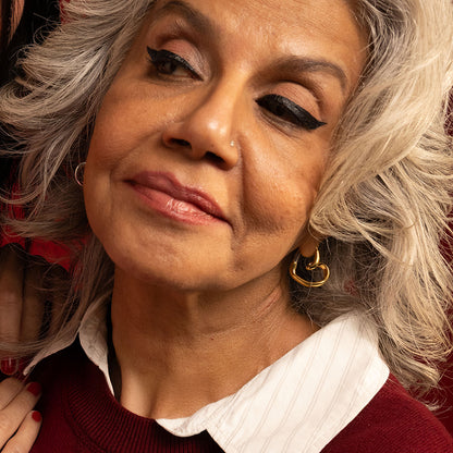 Yugen Heart Earrings -front angle highlighting its romantic, youthful, and elevated design from Nishani’s Heart Collection.