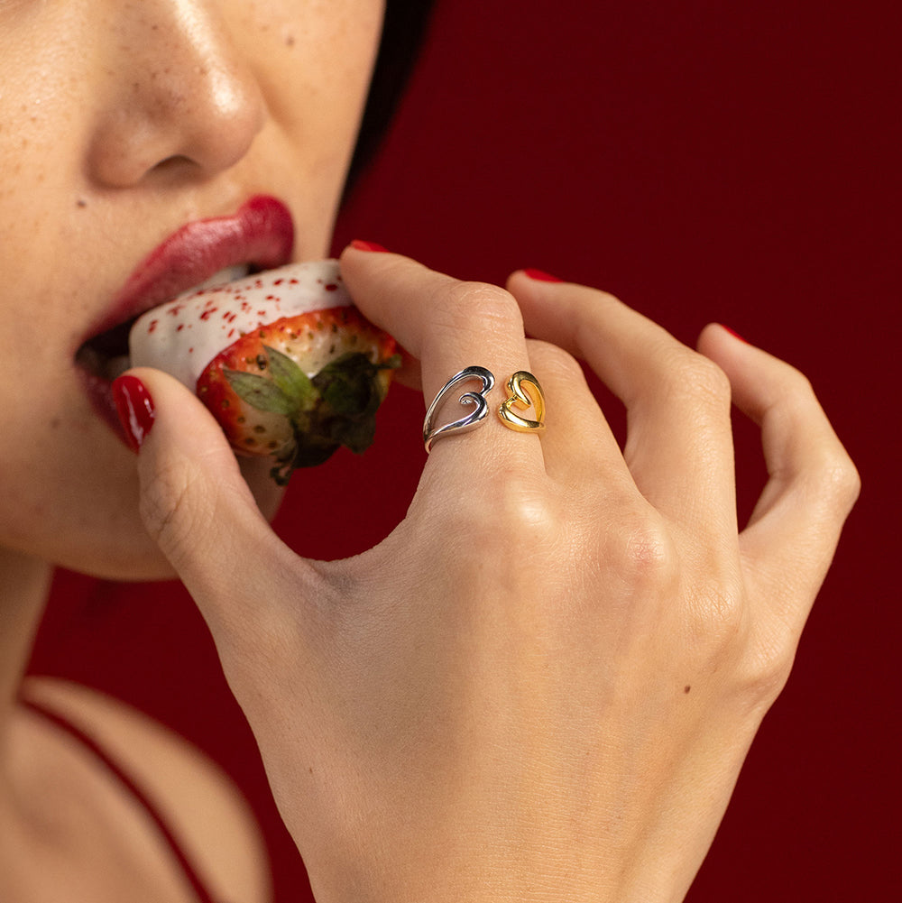 Yugen Heart Ring  - front angle highlighting its romantic, youthful, and elevated design from Nishani’s Heart Collection.