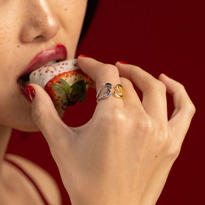 Yugen Heart Ring  - front angle highlighting its romantic, youthful, and elevated design from Nishani’s Heart Collection.