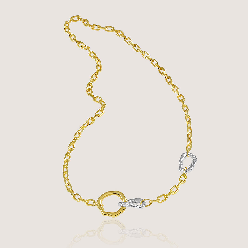 Yugen Necklace – highlighting its bold dual-tone sophistication, part of Nishani’s Yugen Collection.
