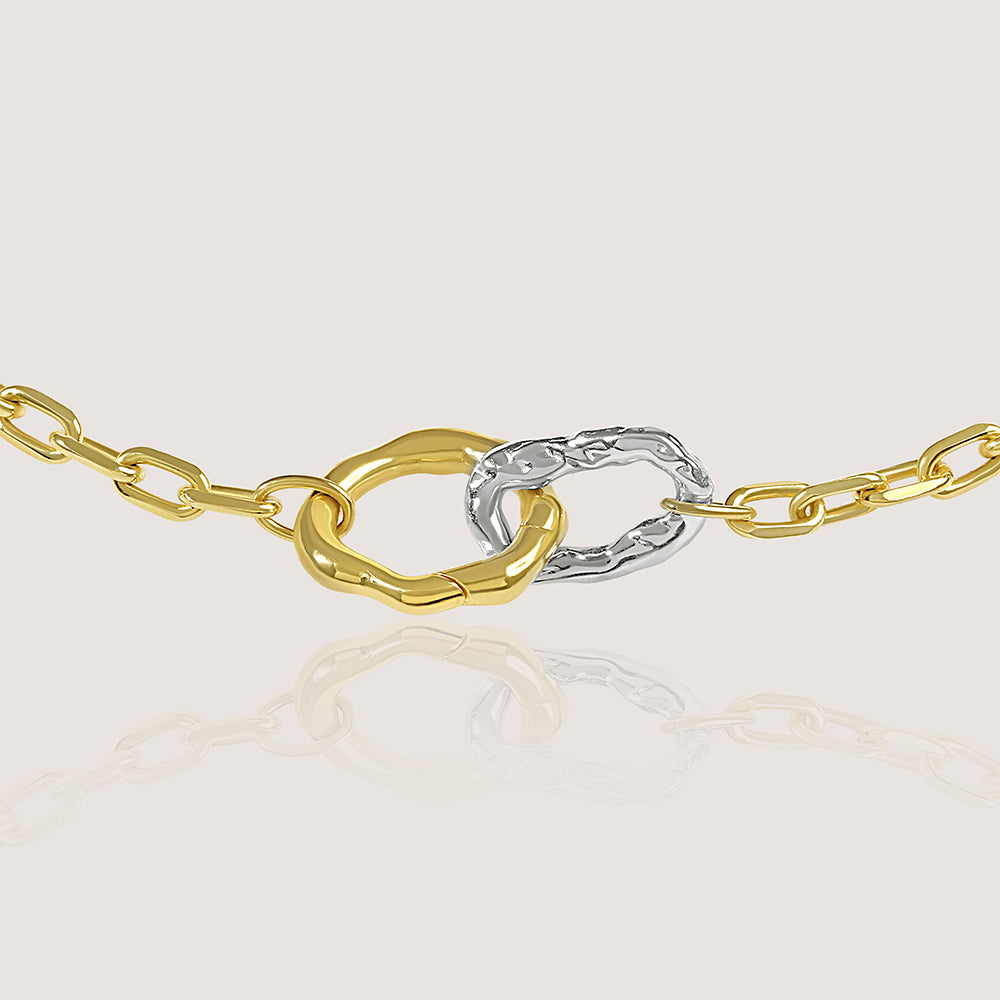 Yugen Necklace – highlighting its bold dual-tone sophistication, part of Nishani’s Yugen Collection.