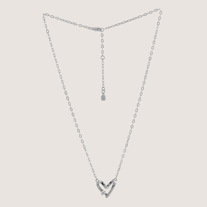 diamond heart necklace crafted in 925 sterling silver, available in gold and rhodium-plated finish