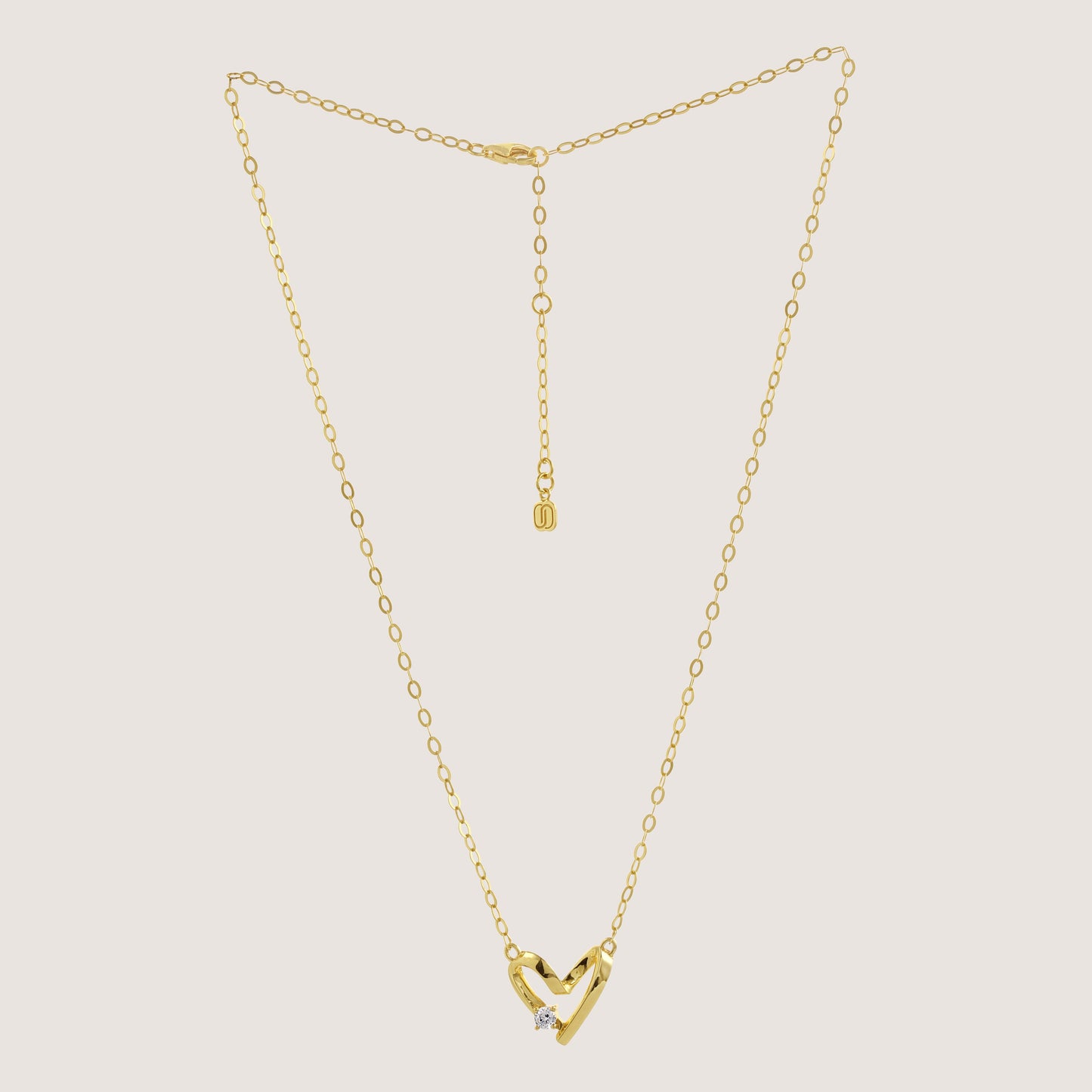 diamond heart necklace crafted in 925 sterling silver, available in gold and rhodium-plated finish