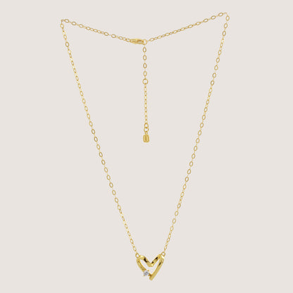 diamond heart necklace crafted in 925 sterling silver, available in gold and rhodium-plated finish