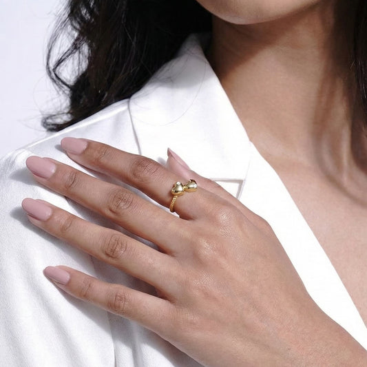 double heart ring crafted in 925 sterling silver, available in gold and rhodium-plated finish