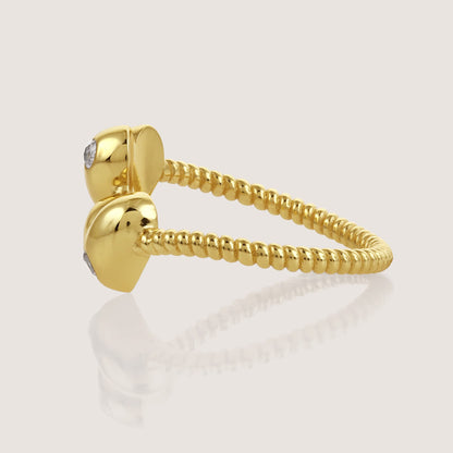 double heart ring crafted in 925 sterling silver, available in gold and rhodium-plated finish