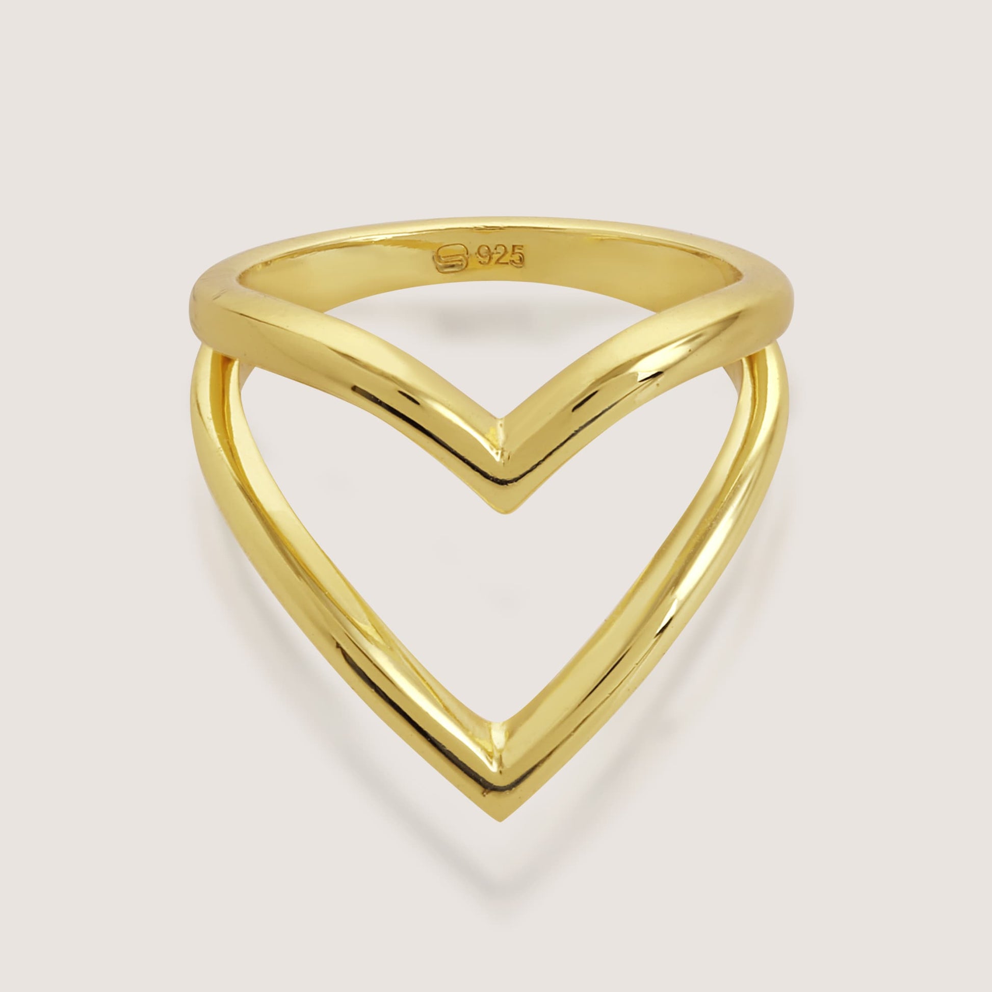 dual heart ring crafted in 925 sterling silver, available in gold and rhodium-plated finish