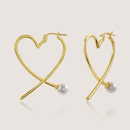front-back heart earrings crafted in 925 sterling silver, available in gold and rhodium-plated finish, featuring a romantic heart-inspired design