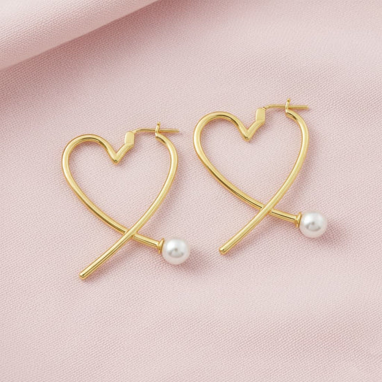 front-back heart earrings crafted in 925 sterling silver, available in gold and rhodium-plated finish, featuring a romantic heart-inspired design