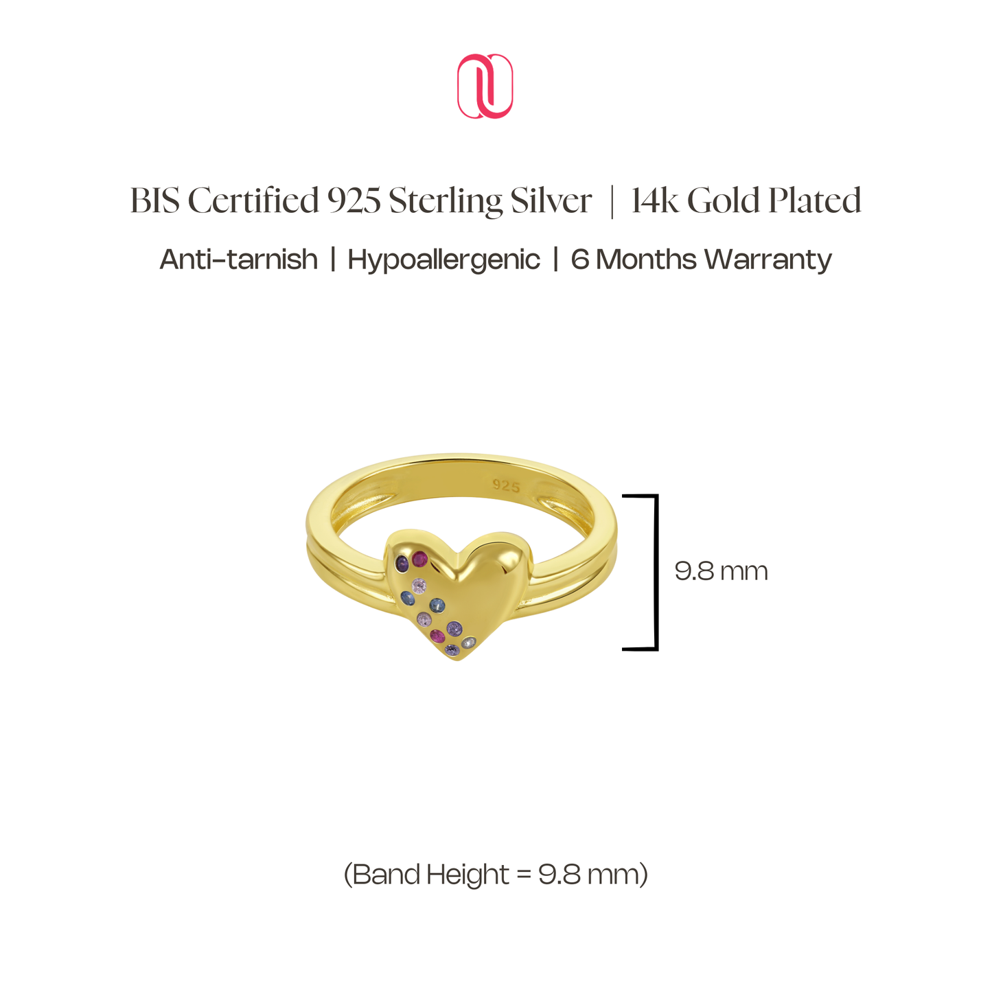 Multi-Colour Heart Ring