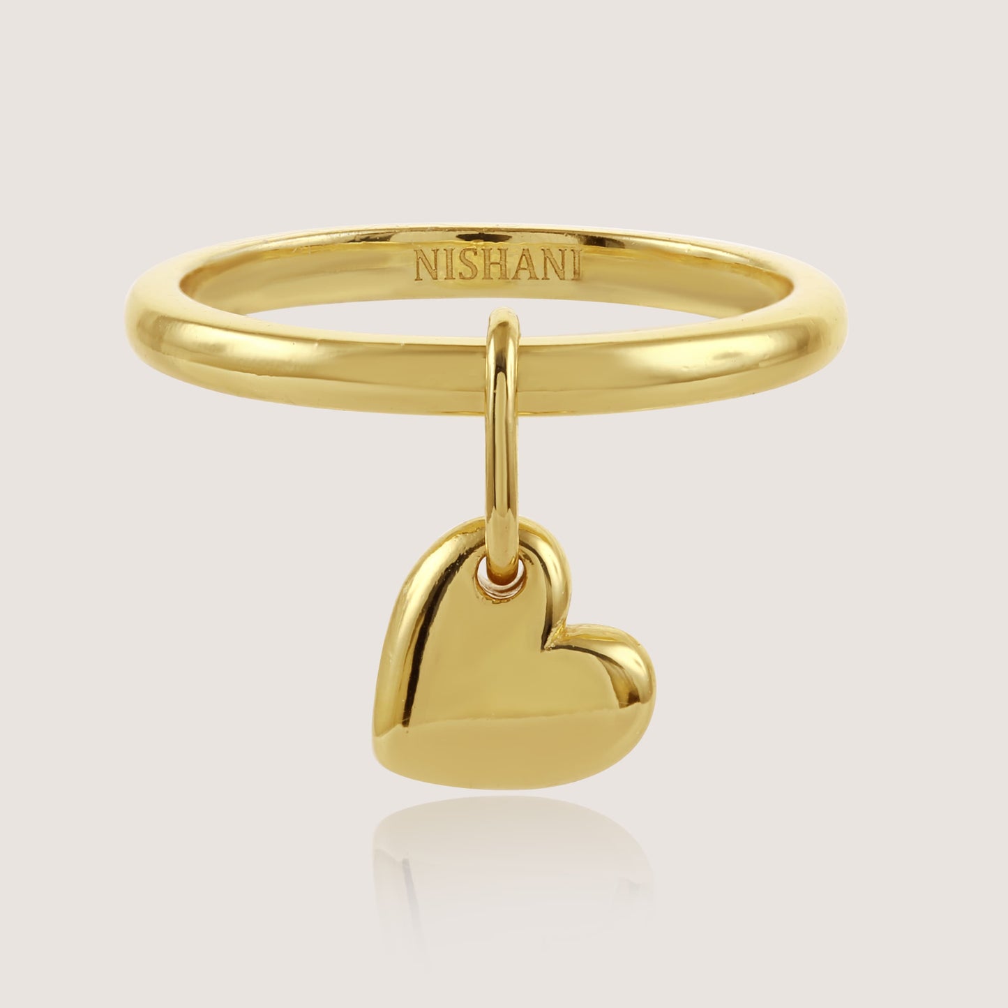 heart charm ring crafted in 925 sterling silver, available in gold and rhodium-plated finish