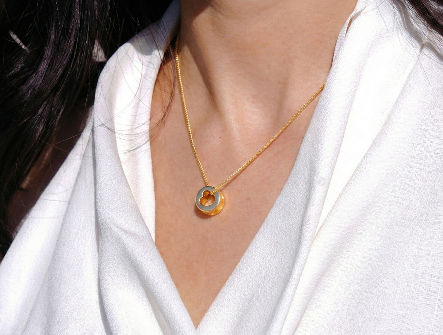 heart ring necklace crafted in 925 sterling silver, available in gold and rhodium-plated finish