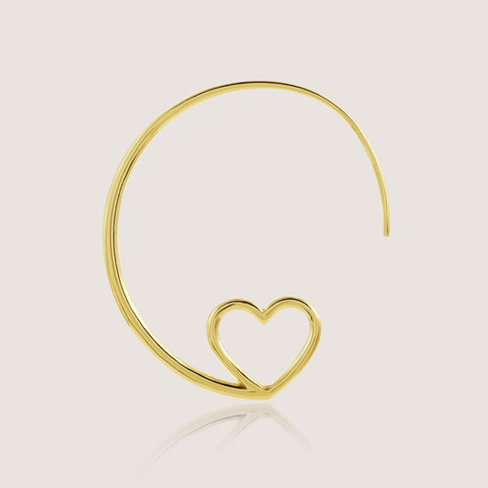 heart spiral hoop earrings crafted in 925 sterling silver, available in gold and rhodium-plated finish, featuring a romantic heart-inspired design