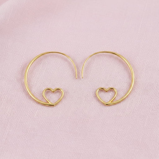 heart spiral hoop earrings crafted in 925 sterling silver, available in gold and rhodium-plated finish, featuring a romantic heart-inspired design