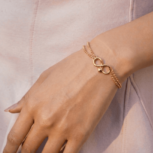 infinity bracelet crafted in 925 sterling silver, available in gold and rhodium-plated finish