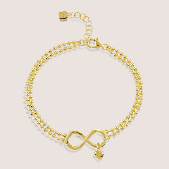 infinity bracelet crafted in 925 sterling silver, available in gold and rhodium-plated finish 