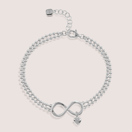 infinity bracelet crafted in 925 sterling silver, available in gold and rhodium-plated finish