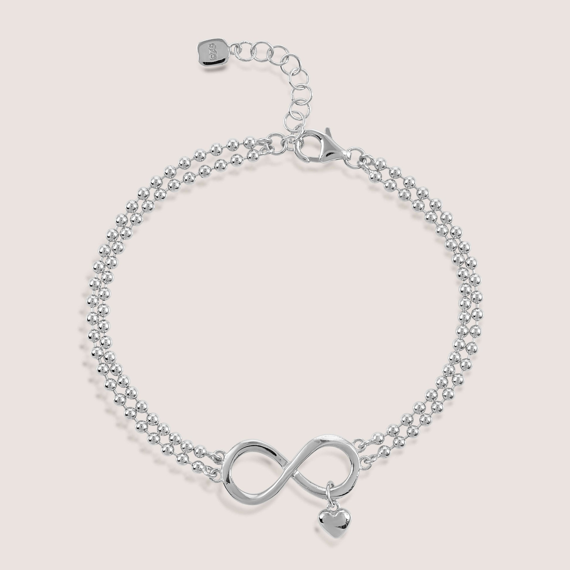 infinity bracelet crafted in 925 sterling silver, available in gold and rhodium-plated finish