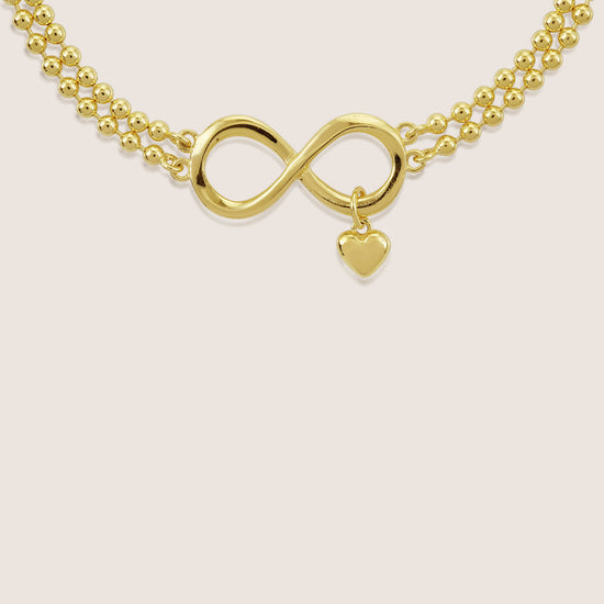 infinity bracelet crafted in 925 sterling silver, available in gold and rhodium-plated finish