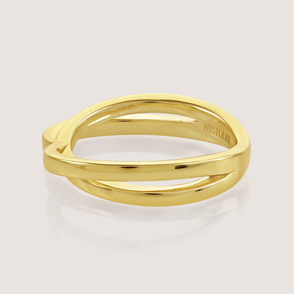 intertwined heart ring crafted in 925 sterling silver, available in gold and rhodium-plated finish