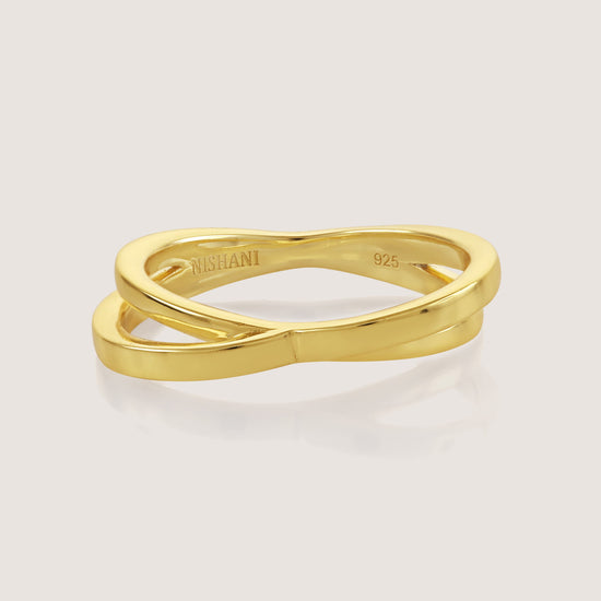 intertwined heart ring crafted in 925 sterling silver, available in gold and rhodium-plated finish