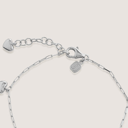 multi heart charm bracelet crafted in 925 sterling silver, available in gold and rhodium-plated finish