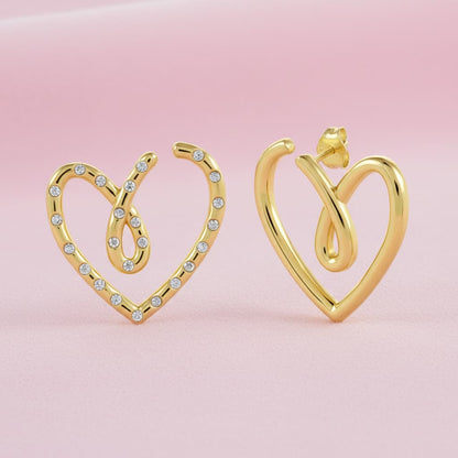 open heart earrings crafted in 925 sterling silver, available in gold and rhodium-plated finish, featuring a romantic heart-inspired design
