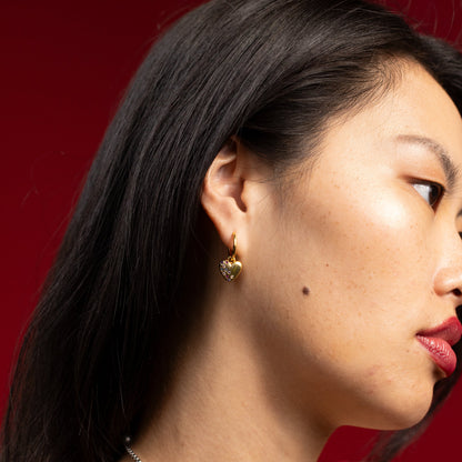 Multi-Colour Heart Earrings –  front angle highlighting its romantic, youthful, and elevated design from Nishani’s Heart Collection.