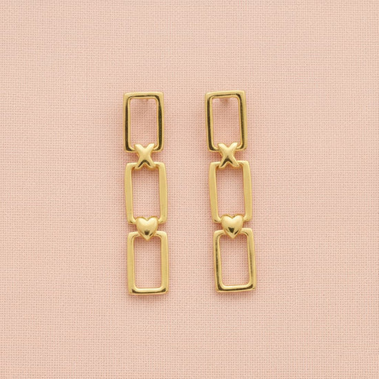 xo earrings crafted in 925 sterling silver, available in gold and rhodium-plated finish, featuring a romantic heart-inspired design